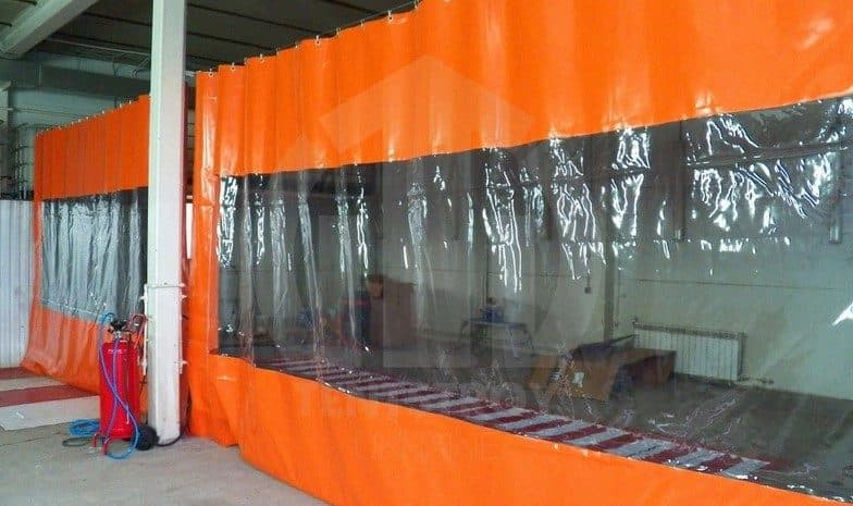 Тент штора ПВХ із світлопропускним вікном 2,0х5,0 м (Промислова розсувна завіса)